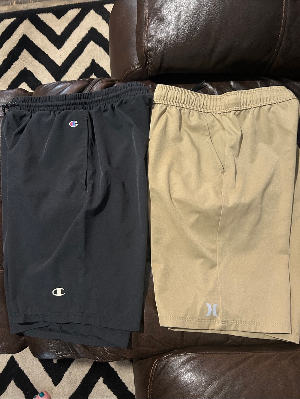 Hurley and Champion Black and Khaki Athletic Shorts - 2 Pack